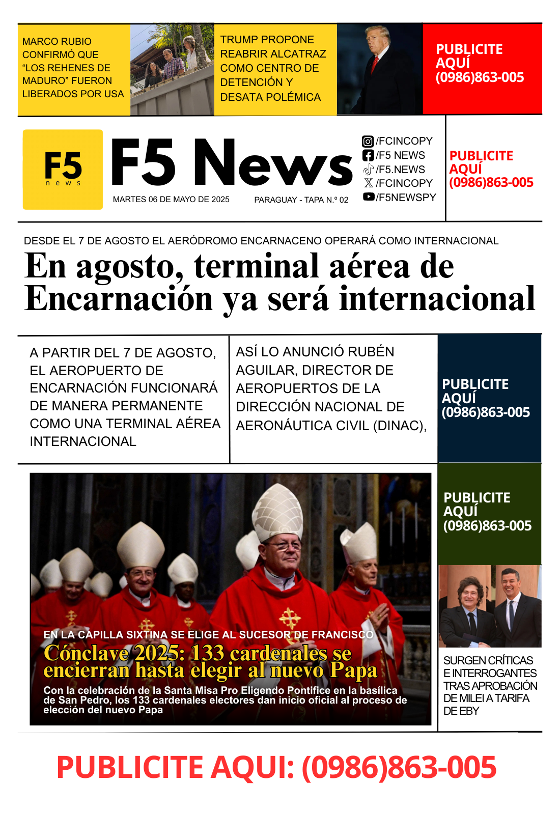 Titulares del miércoles 07 de mayo en F5 News